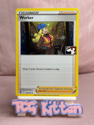 Worker 167/195 Holo Silver Tempest Play Pokemon Prize Stamp card TCGKITTEN
