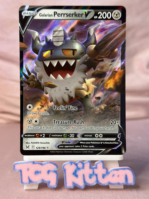 Galarian Perrserker V - 129/196 - Ultra Rare - Lost Origin - Pokemon - TCGKITTEN