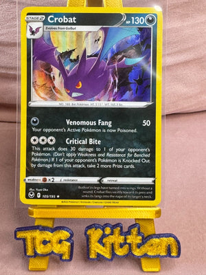 Pokemon Silver Tempest - Crobat - 105/195 - Holo Rare - M/NM TCGKITTEN